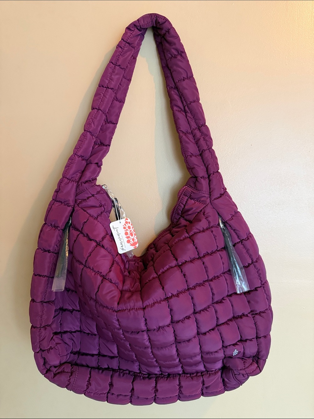 FP Movement by Free People Large Quilted Deep Mulberry Carryall Bag NWT - Picture 5 of 10